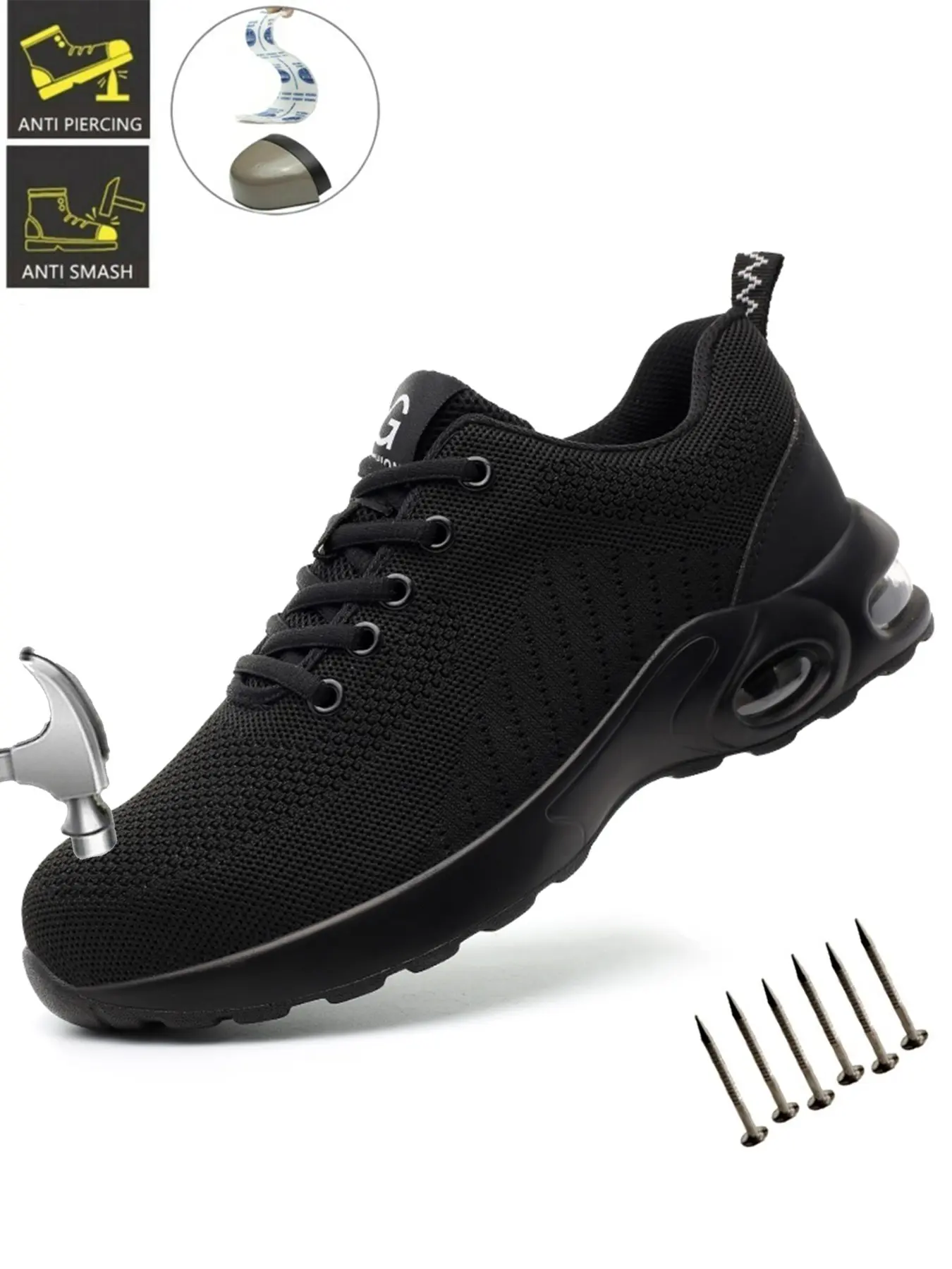 Safety Durable Steel Toe Shoes for Men Anti-smash Anti-Punctur Safety Footwear Work Sneakers Lightweight Comfortable Lightweight Breathable Fashion indestructible sneakers for Warehouse Industry Outdoorwork Work Protective Shoes