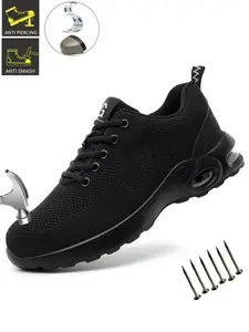 Safety Durable Steel Toe Shoes for Men Anti-smash Anti-Punctur Work Sneakers Lightweight Comfortable Lightweight Breathable Fashion indestructible sneakers for Warehouse Industry Outdoorwork Work Protective Shoes