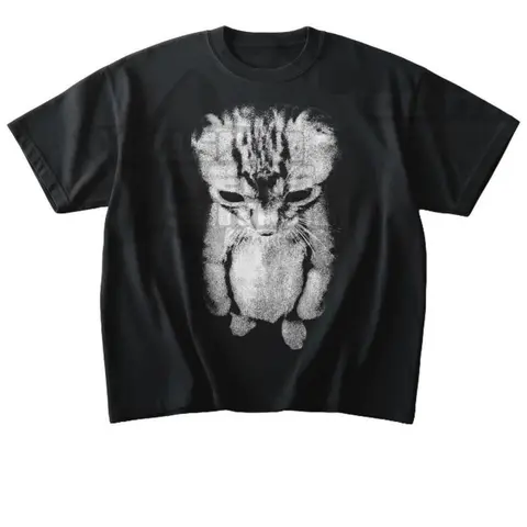 Men's 100% Cotton Short-Sleeve Round Neck Funny Sad Meme Cat Print Graphic Tee, Unisex Top, Gift for Boyfriend, Birthday Gift for BF