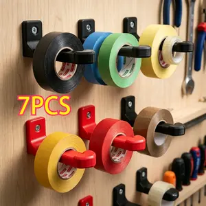 7Pcs Wall-Mounted Tool Holders, Heavy Duty Tape Dispenser & Organizer Racks, Corrosion Resistant Hanging Hooks for Washi Tapes, Craft Room, Workshop, Garage & Kitchen Storage