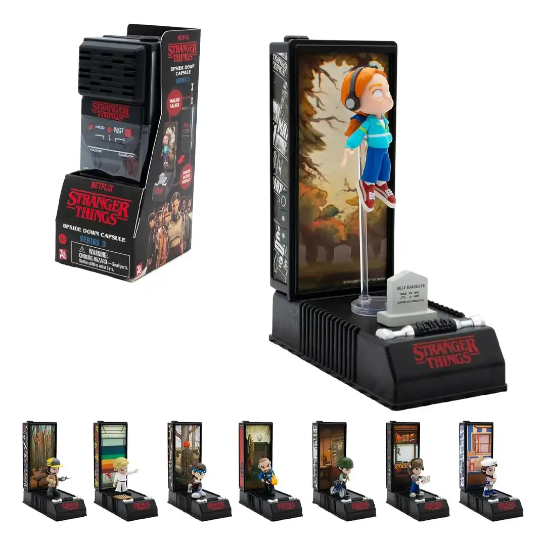 New YuMe Stranger Things Upside Down Capsule Series 3 Plastic Retro Mini Figure Blind Box - Collectible Display Item with Puzzle Unlock Feature, Sticker Customization Function