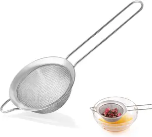 Stainless Steel Fine Mesh Strainer 3.35 Inch Small Mini Sieve for Cocktail, Tea, Coffee, Juice, and Food (Silver)
