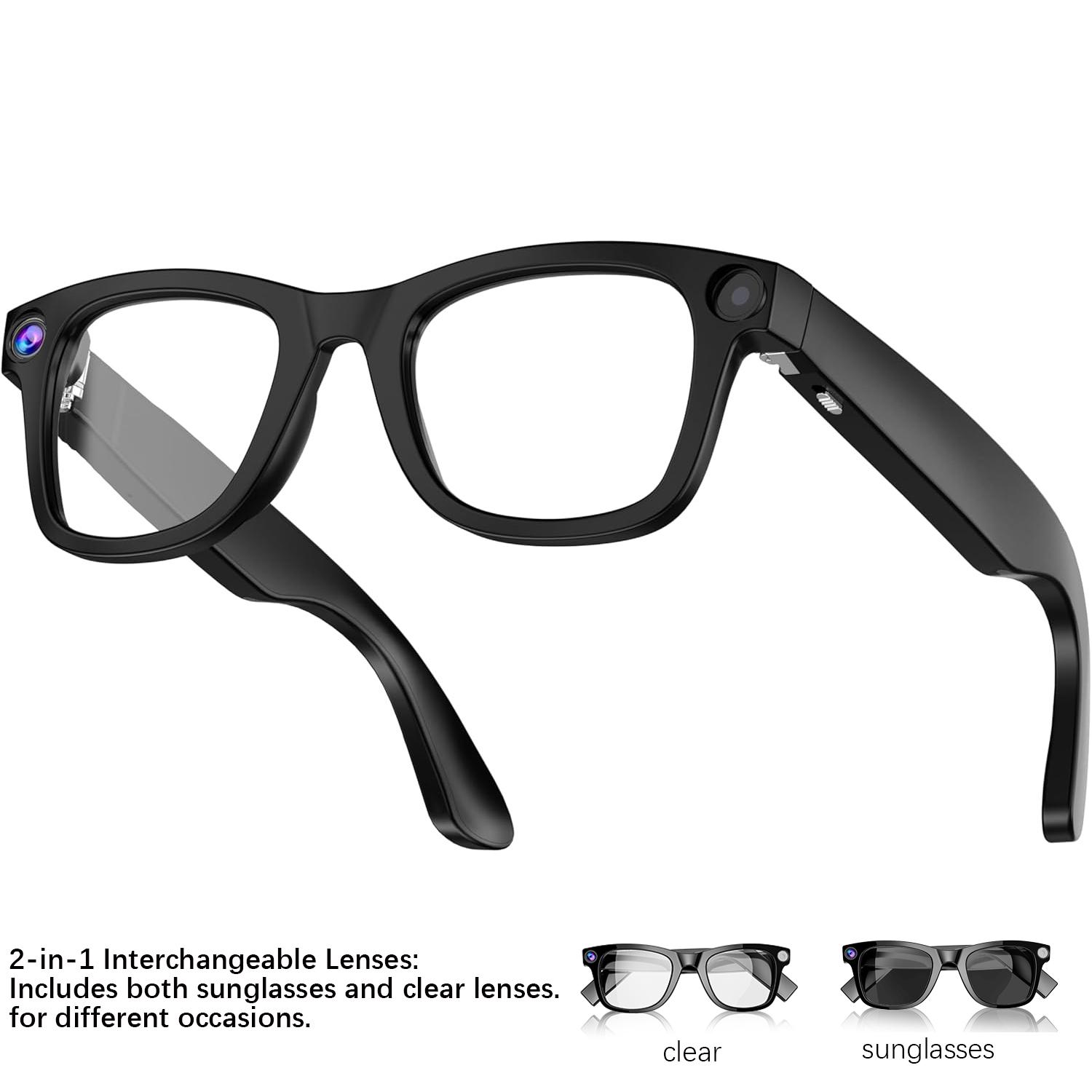 Multifunctional  Smart AI Camera Glasses with 8MP Lenses, Touch-Button Adjustment for Travel & Outdoor , Hands-Free Photography, 140+ Languages Real-Time Translation, Bluetooth Music, Wearable Video Recording, UV Protection