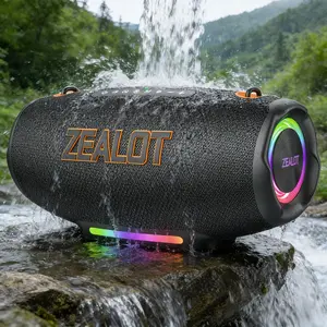 Outdoor Portable ZEALOT Bluetooth Speaker, 100W Loud HIFI Stereo Bass Speaker, IPX7 Waterproof, 24000mAh Long Battery, RGB Lights, EQ/PD Fast Charge, Power Bank, Strap for Party Camping Beach Pool, Outdoor Speakers