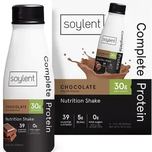 Soylent Complete Protein Shake, Chocolate, 30g Protein, Vegan, Dairy Free and 0g Sugar, Ready to Drink Protein Drinks, 11oz (4 Pack)