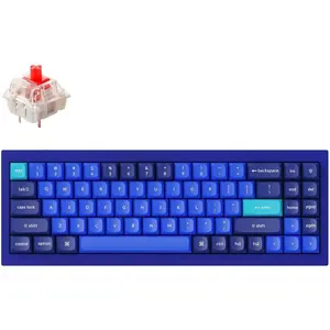 Q7 Wired Custom Mechanical Keyboard, 70% Layout QMK/VIA Programmable Macro with Hot-swappable Gateron G Pro Red  Double Gasket Compatible with  Windows Linux - Navy Blue A