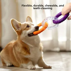 Durable 3-Ring Dog Chew Toy for Teeth Cleaning - Interactive Pull Rope Toy for Aggressive Chewers, Fun Tug-of-War Training Toy for Small to Large Dogs, Durable Pet Dental Care Toy