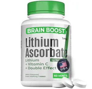 Lithium Ascorbate 1mg – Daily Microdose for Mental Clarity, Focus & Clear Thinking – Easy-to-Take Mint Tablets – Vitamin C Support – 60 Tablets – Made in USA