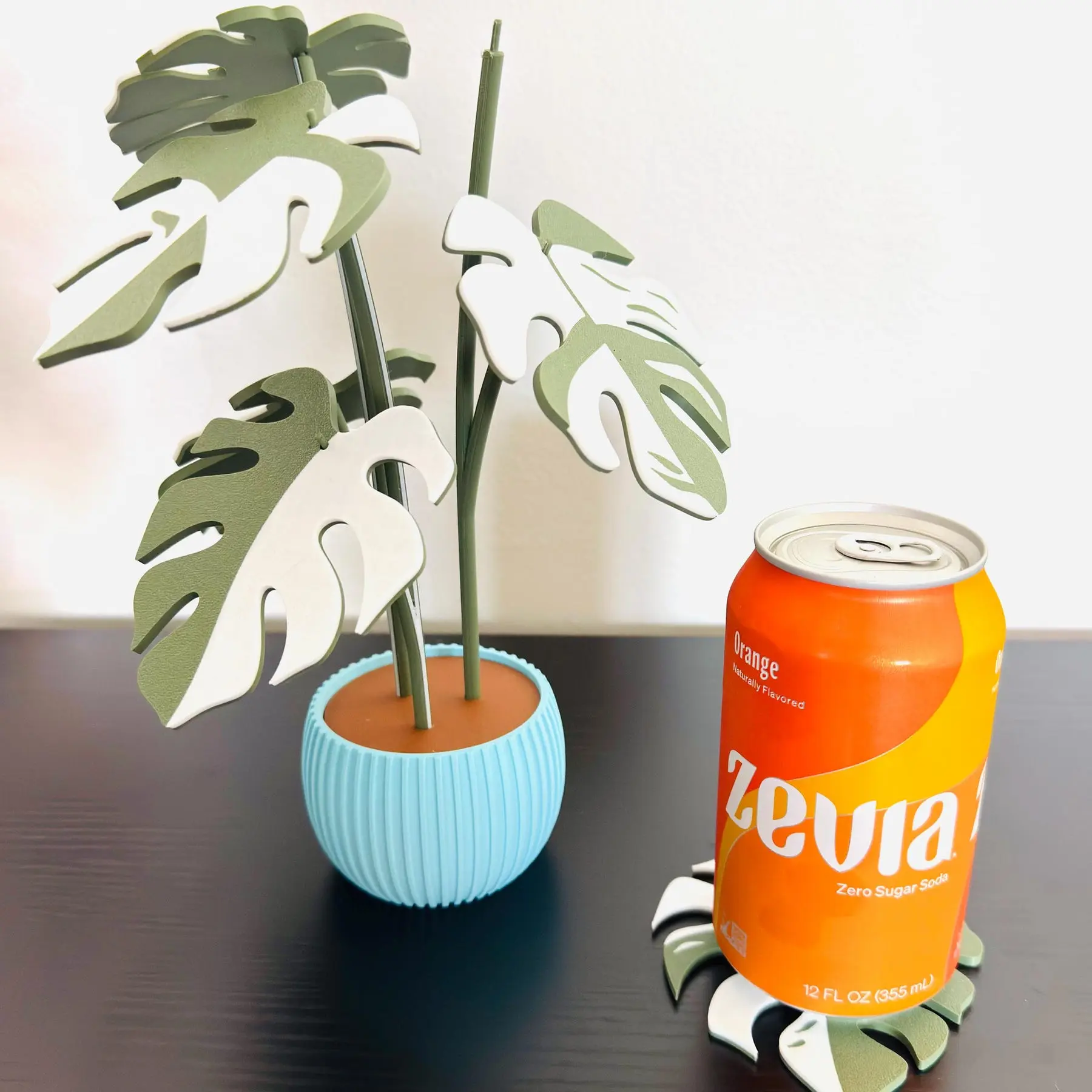 Monstera Plant Coaster Set, Round Coaster, Decorative Coaster, Modern Rustic Home Decor with 6 Coasters, Farmhouse-Style Desktop Decor and Functional Home Decor Gift Great for Desks, Cup Coasters For Drinks