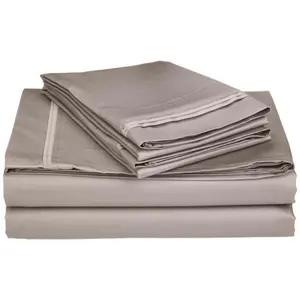 Egyptian Cotton 650 Thread Count Solid Sheet Set Olympic Queen-Grey