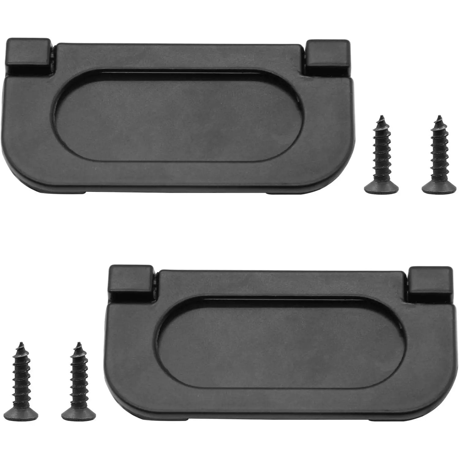 2Pcs Black Metal 3-in-1 Flush Pull Ring Handles, Hidden Recessed Furniture Grips with Screws for Cabinet Drawers, Cupboards