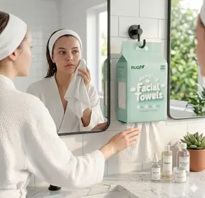RUQIV Disposable Face Towels – Ultra Soft Gentle Facial Towel for Skincare, Biodegradable Single Use Towel, Wet and Dry for Personal Daily Routine