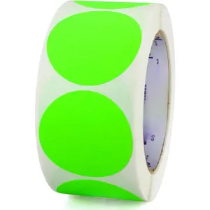 2 Inch Round Colored Stickers, High Visibility Removable Sticky Dots Color Coding Labels, Easy to Write On Dot Stickers - 500 Sticker Dots per Roll, Matte Finish Fluorescent Green