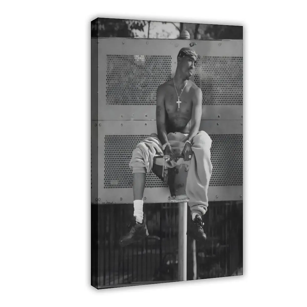 Tupac Canvas Print Poster - 90s Hip Hop Wall Art, Waterproof, Eco-Friendly, Artistic Rap Icon Decor, Sun Protection, Hanging Vintage Music Room Art, Water Proof