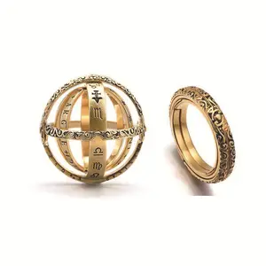 Retro Astronomical Ball Ring, Openable and Reversible Spherical Universe Necklace, Fashion Jewelry for Men and Women