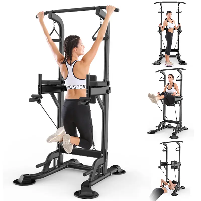 Heavy-Duty Steel Power Tower, Freestanding Multi-Function Dip Station for Home Gym Strength Training, Adjustable Arm & Chest Trainer, 440LBS Load, Workout Equipment, Home Workout