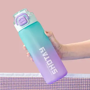 600ML & 800ML Large Capacity Dual Drink Cup, Frosted Gradient Plastic Water Bottle, High-Style Straw Lid, Outdoor Sports Water Cup