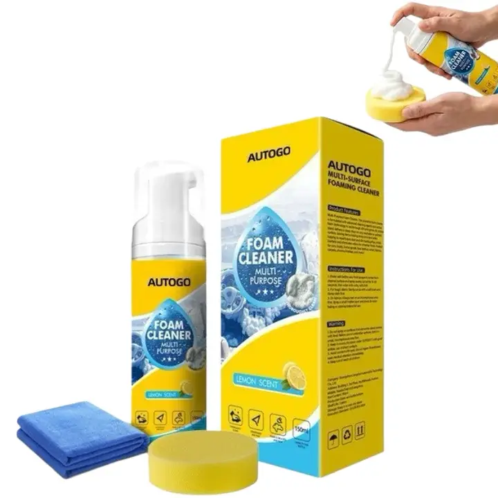 150ml Portable Foam Cleaner Spray Kit - 4-in-1 Multi-Enzyme Foam Spray Cleaner, All-Purpose Deep Cleaner for Car & Home, Leather Decontamination, Multifunctional Powerful Foam Cleaner