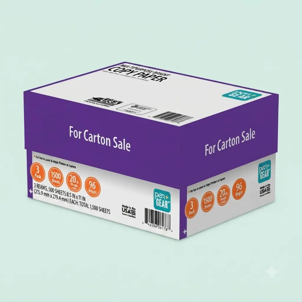 Pen+Gear Multipurpose Paper 8.5x11 96 Bright White 20 lb 3 Ream Case 1500 Sheets Jam Free Office Printer Copy Paper