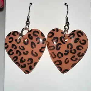 Pink and leopard clay earrings