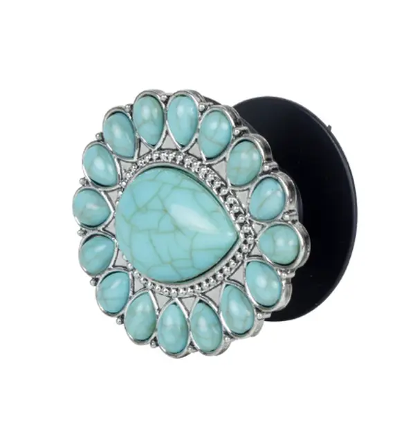 Metal & faux turquoise phone pop socket by Myra Metal & faux turquoise phone pop socket by Myra