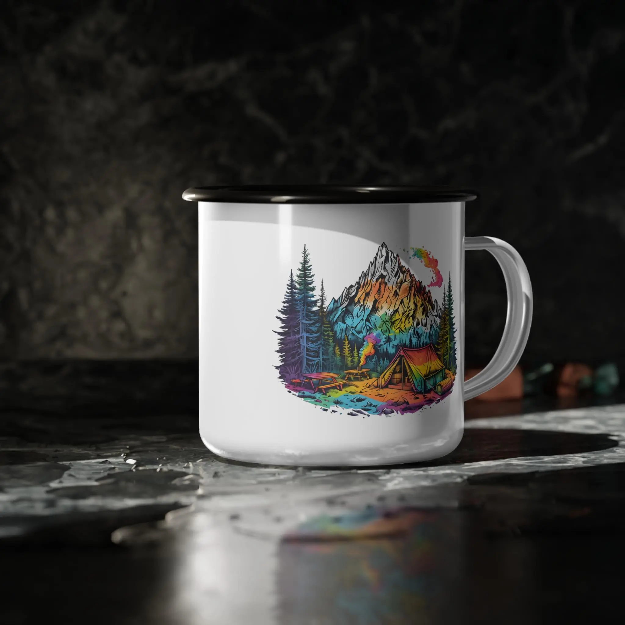 Enamel Camp Cup - Personalized Campfire Coffee Mug, Custom Hiking & Travel Cup