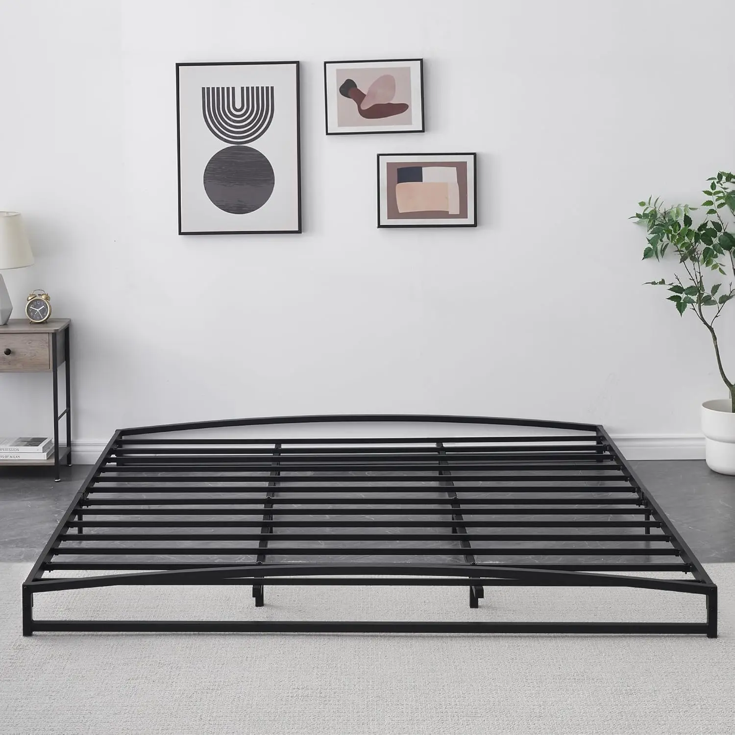 Gaomon King Size Low Profile Steel Bed Frame, 6 in Heavy-Duty Steel Platform with Arch Shape, Quick Set-Up, Strong Bearing Capacity, Under Bed Storage, No Box Spring Needed - Black, Steel Bed Frames
