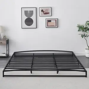 【Christmas Gift】18 GAOMON Low Bed Frame King Size  6 Inch Heavy Duty Metal Platform King Bed Frame with Arch Design  Easy Assembly  Strong Bearing Capacity Under Bed Storage  No Box Spring Needed