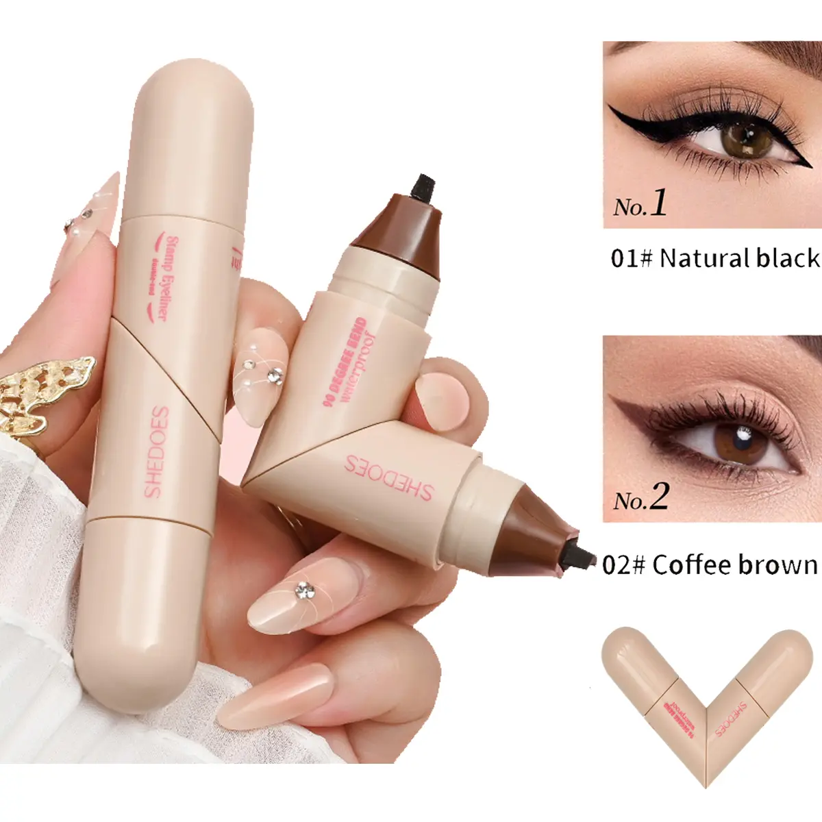 Dual Tip Eyeliner Stamp, Smudge Proof and Long Lasting Liquid Liner for an Easy Winged Liner & Cat Eye, Quick-Dry Makeup Tool for Beginners, Smudge Proof Eyeliner, Cosmetic, Long Lasting Eyeliner