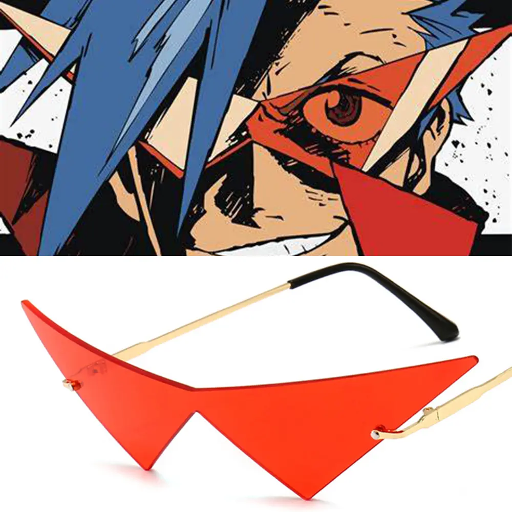 Anime Kamina Cosplay Glasses Fashion Triangle Sunglasses Eyewear halloween Props Classic Shades
