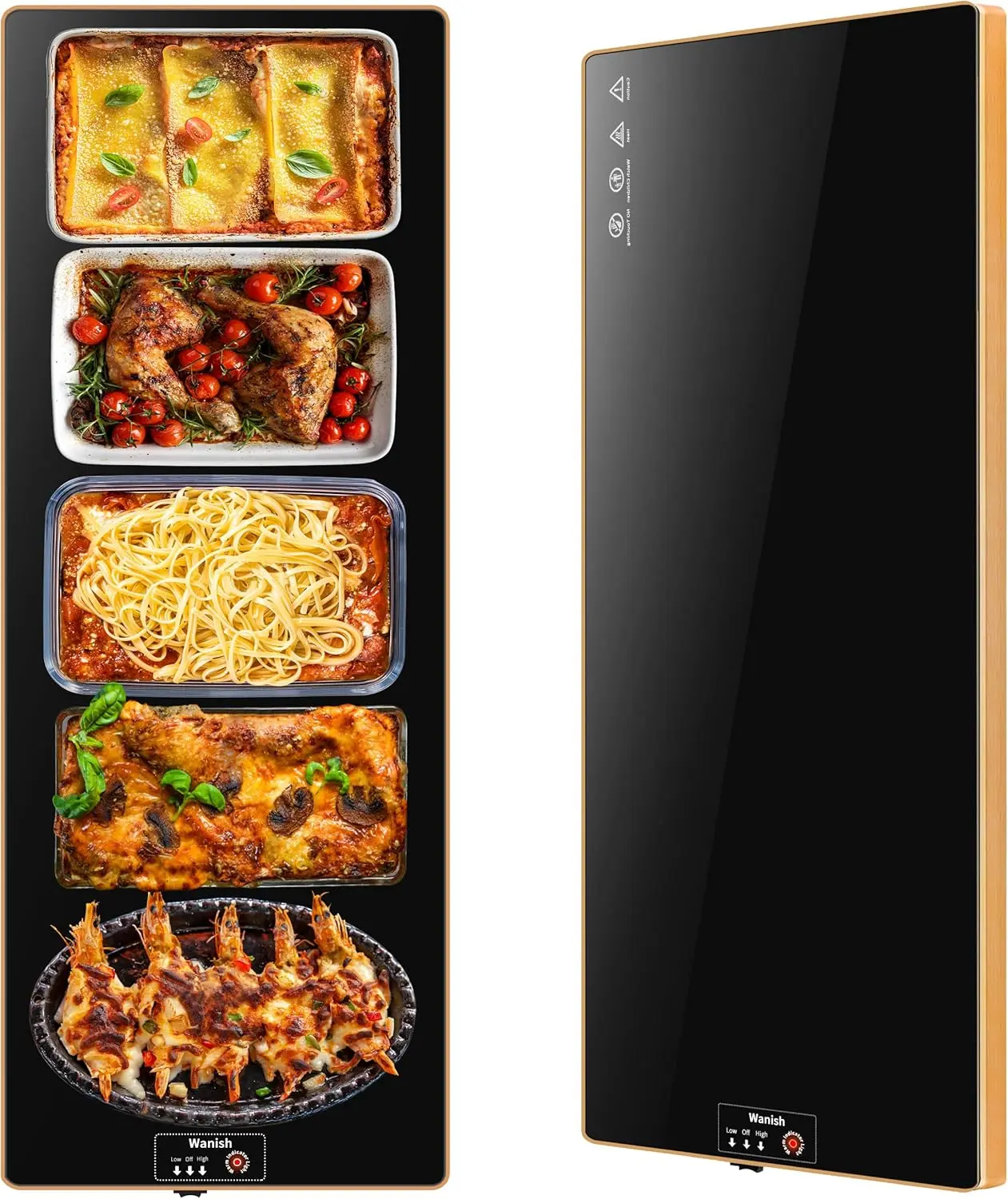 Electric Food Warming Tray, 40"x12" Extralong Tempered Glass Mat, Temperature-Adjustable with Thermostat, Full Surface Heating for Parties, Daily Gatherings