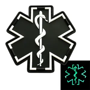 EMT Medic EMS Paramedic Hook Patch (2.5 inch 3D-PVC-Glow Dark MD4)