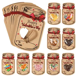 Every Day is Valentine’s Day-Mason Jar Design Valentine's Day Card Kit, 24pcs/set DIY Holiday Gift Card with Treat Bag, Fun DIY Craft Kit without Candy for Kids