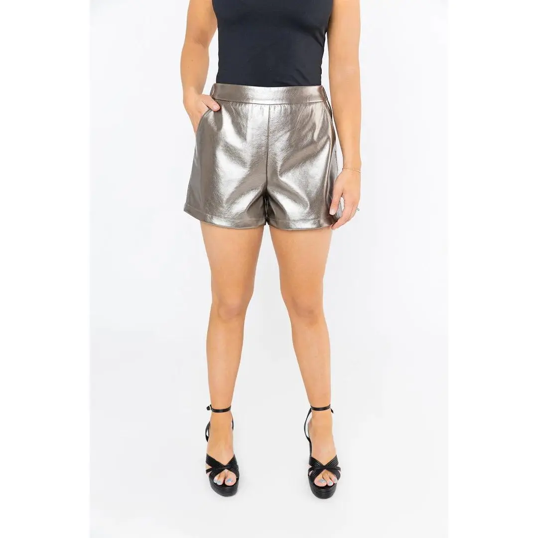 Buddy Love | Vince Vegan Leather Shorts Metal