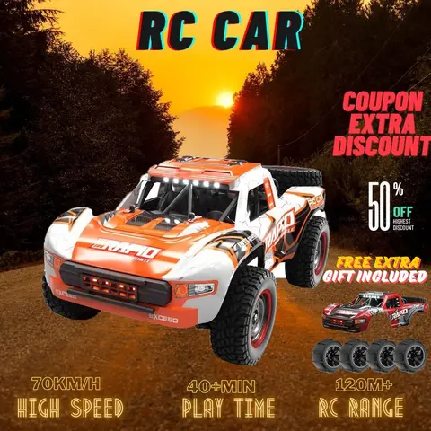 VISAS Q130 1:14 Scale Brushless RC Racing Car - 70KM/H 4WD Motorized Rechargeable RC Cars Toys, 2pcs 18650-1500mah Li-Ion Battery, PVC Shell, LED Headlights, Mud-Ready Tires, Splashproof ESC, Double Shell Upgrades, 35*21*15cm Off-Road Vehicle for Adults