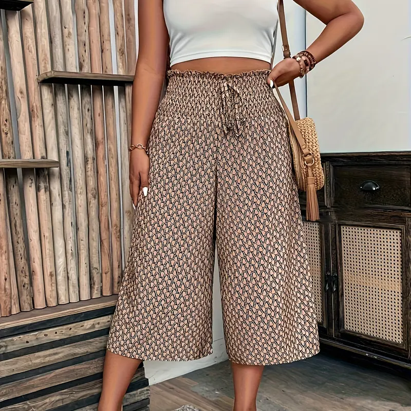 New Women's Casual Polka Dot Gingham Trouser Pants, Fashionable Chic Loose Fit High Waist Cinched Slim Wide Leggings, Stylish Ladies' Clothing, Casual Summer Bottoms, High Waisted Pants, Womenswear