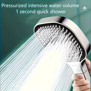 Shower Head - Bathtub and Shower System with 3-Mode Spray Button Handheld Shower Head, Pressurized Hydro Square Shower Head, Water-Saving Shower Design, Widened Panel Diameter 135mm, Rain and Mist Modes, Anti-Clog Nozzle, with Filter