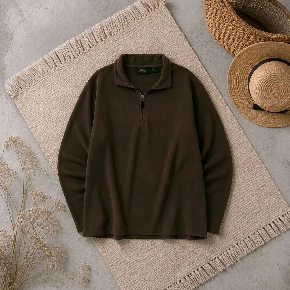 Stillwater Supply Co. Men's Large Olive Green Waffle Fleece Quarter Zip Pullover