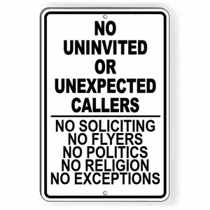No Uninvited Visitors Sign Do Not Disturb No Soliciting Heavy Duty Aluminum Doorknob Hanger for House Business and Office