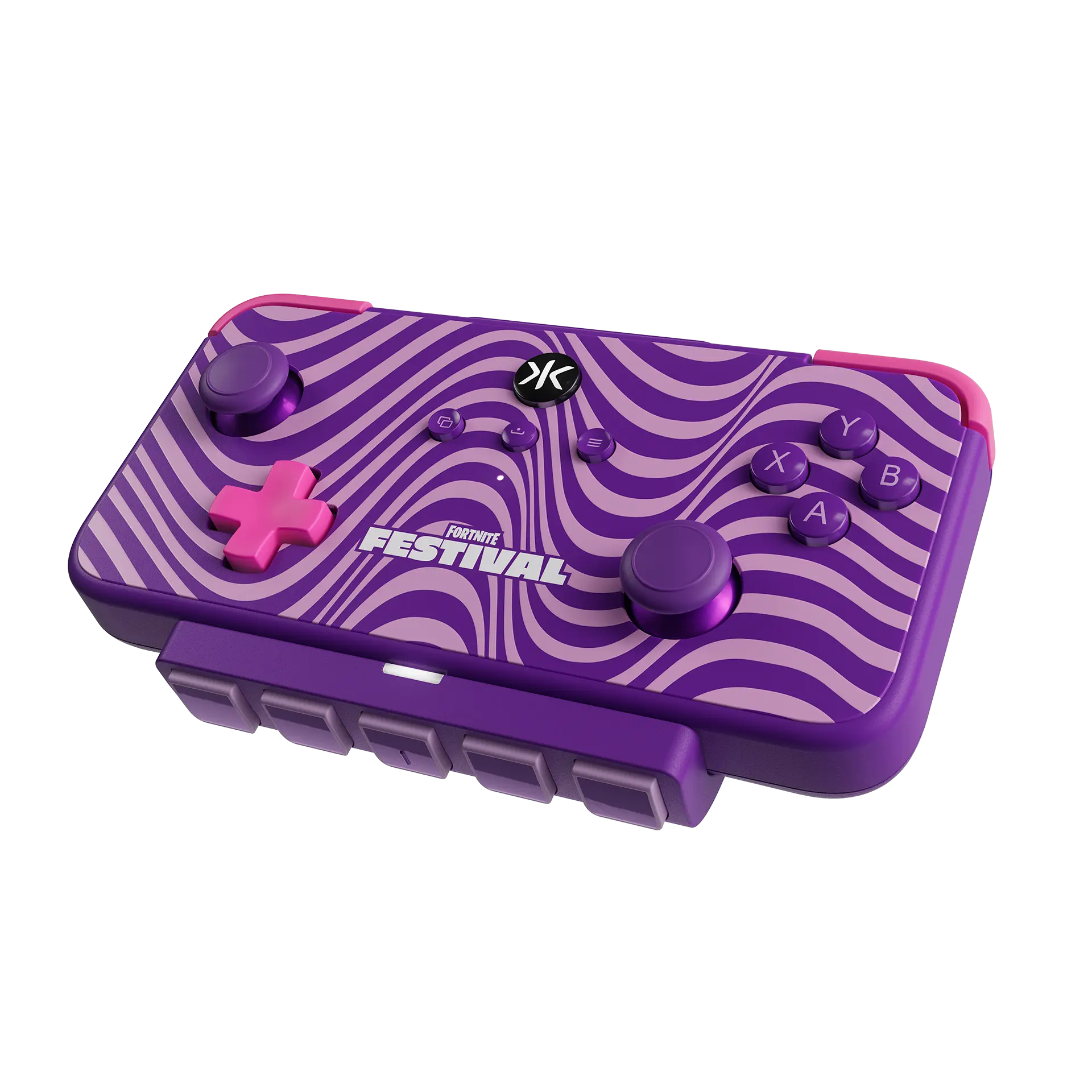 NEO S Purple Wave Fortnite Festival Professional Wireless Bluetooth Controller for PC/Switch/Mobile with detachable 5-Fret guitar attachment
