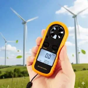 Professional Anemometer & Thermometer, High-Precision Digital Wind Speed Meter with LCD Backlight, Portable for Quick Outdoor/Indoor Air Flow & Temperature Measurement.