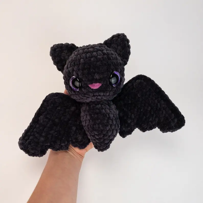 Crochet Plush Binx the Bat - amigurumi chunky bat - super bulky yarn Halloween bat crochet