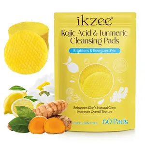 60pcs Ikzee Curcumin Turmeric Cleansing Facial Wipes, Face Wipes, Exfoliating Dual-Sided Sheets, Boost Natural Glow, Improve Skin Texture, Single Item Pack