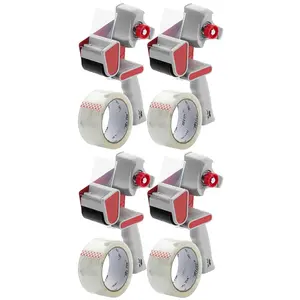 - Heavy Duty Packing Tape Disser , 2 Inch, 4 Pack with 4 Clear Tape Rolls, Handheld Tape  for Moving, Shipping, Sealing Boxes & Packaging