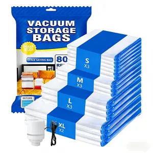 12 Pack Vacuum Storage Bags w/Electric Pump, Reusable Airtight Space Saver Bags for Clothes & Travel, Large Capacity Organizer | Mother's Day Gift  Compression