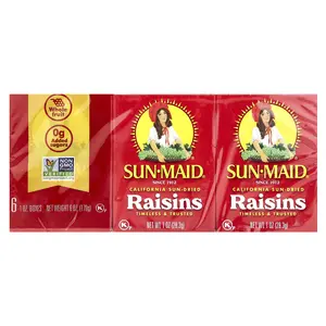 Sun-Maid California Sun-Dried Raisins, 6 Boxes, 1 oz (28.3 g) Each Sun-Maid California Sun-Dried Raisins, 6 Boxes, 1 oz (28.3 g) Each