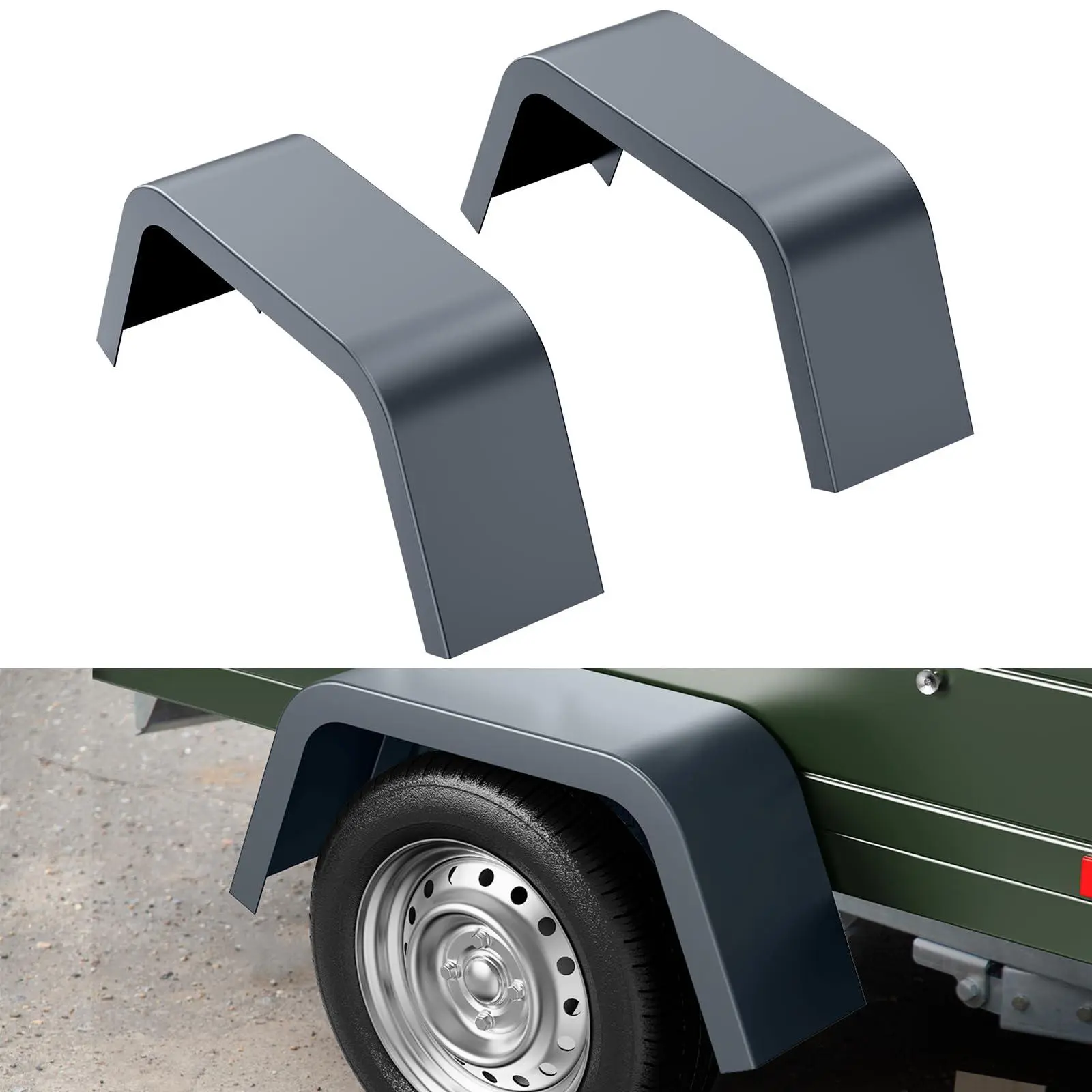 Trailer Fenders,2 Pack Tandem Axle Trailer Fenders Fit 14"-16" Tires,Heavy Duty Steel Double Axle Trailer Fenders Car Hauler Trailer,Cargo Trailer,Utility Trailer,Landscape Trailer