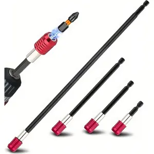 Drill Bit Extension Set, 4Pcs Magnetic Drill Screwdriver Bit Holder Bar Chuck Adapter Extender 1/4 inch Hex Quick Release Bit Holder for Impact Driver Screws Nuts Drill Compact Ratchet Wrench Repair Kit tool set giftsforhim christmasgiftideasblackfriday