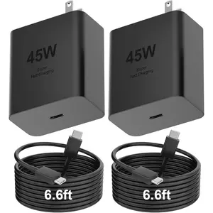 Type C Charger Fast Charging,45W USB-C Wall Charging PD Power PPS Charger with 2Pack 6.6FT USB C to C Cable for Samsung Galaxy S25 S24+/Ultra/S23/S22/S21/S20/Note10/20, i-Phone 16/15 Pro,Pro Max,Plus