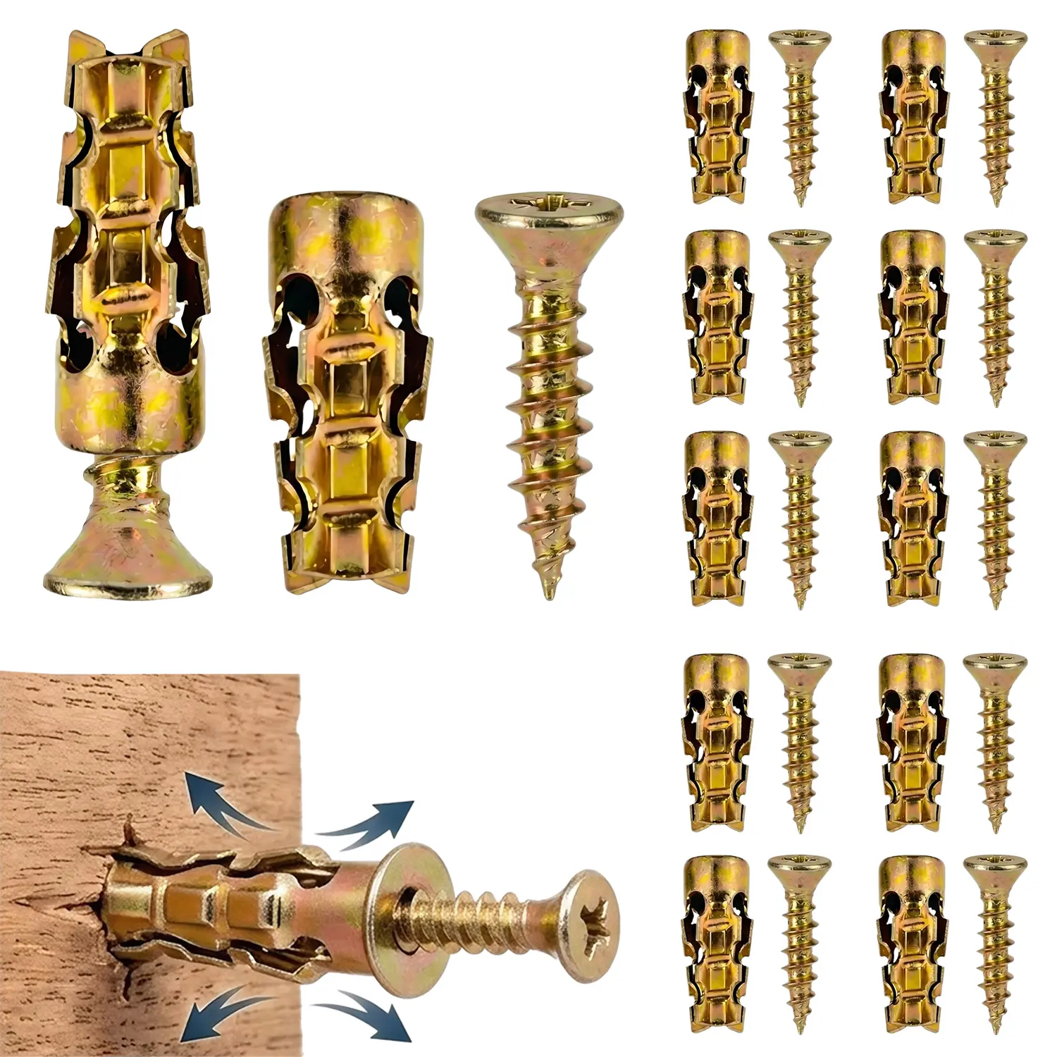 6×14mm Door Hinge Repair Screws – 30/60 Pack Thread Fixer & Short Wall Anchors for Cabinet, Tile, Stone, Partition Mounting – Stripped Screw Thread Repair